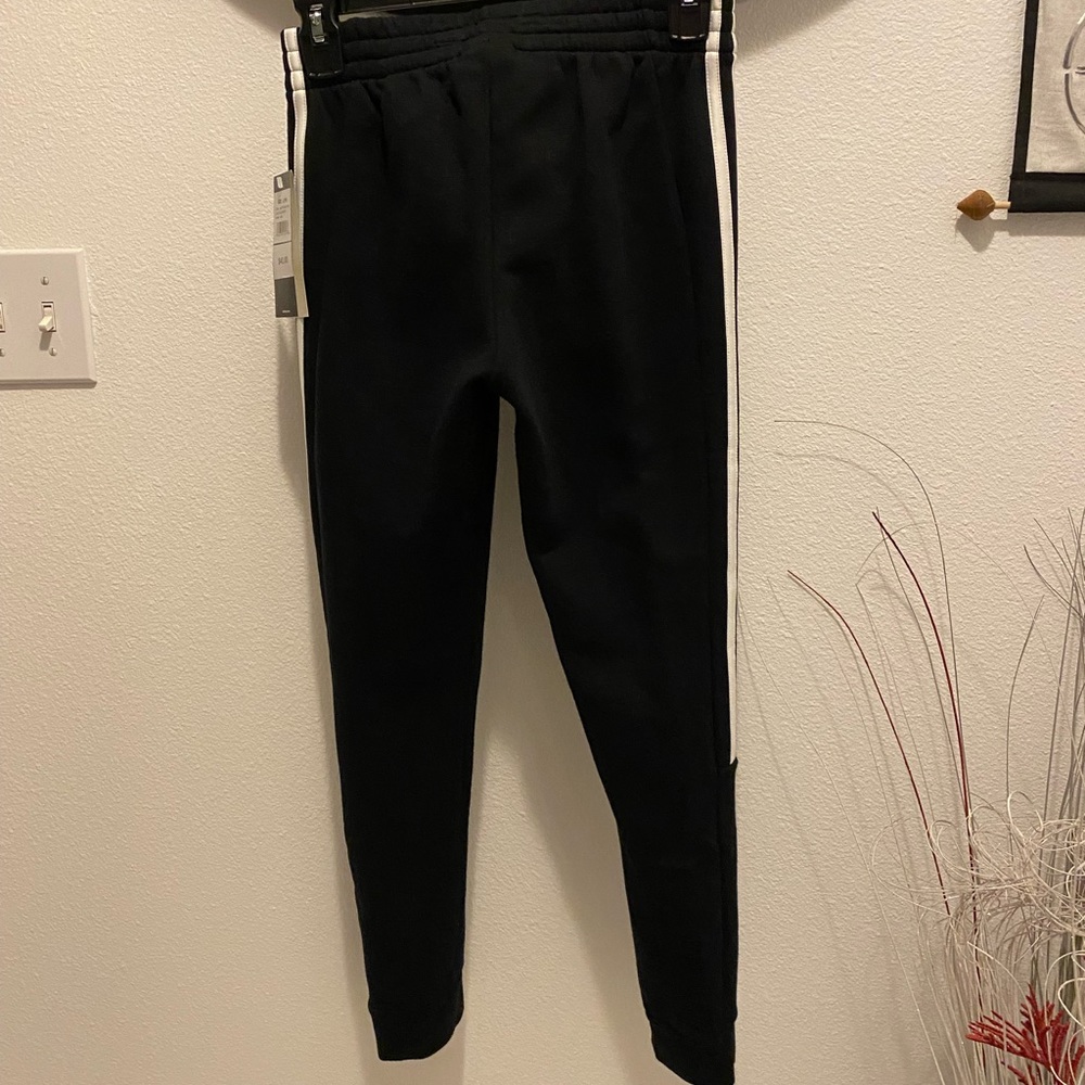 adidas Big Girls Black Mid Rise Cuffed Fleece Joggers - Large - Picture 6 of 10